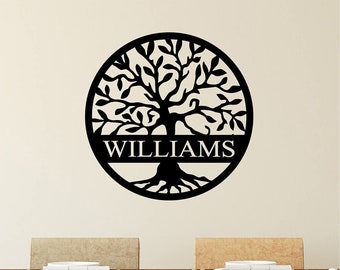 Custom Family Name Decal Tree of Life Home Wall Decor - VWAQ CS63