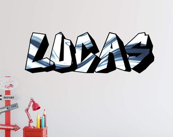 Graffiti Name Wall Art Decal - Personalized Hip Hop Boys Room Decor - VWAQ GN32