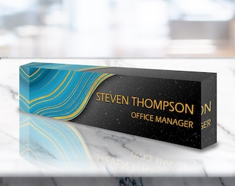 Personalized Name Plate for Desk | Clear Acrylic Glass art | Custom Office Decor Nameplate Sign | Personalized Gift  (VWAQ-ACS64)