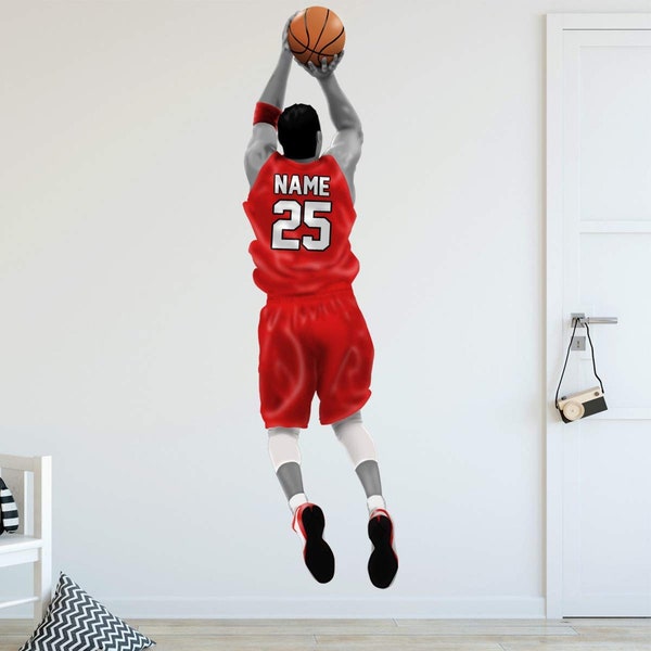 Personalized Basketball Player Wall Decal - Custom Name Sports Wall Sticker Peel and Stick - VWAQ HOL31