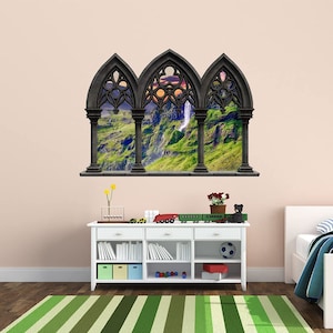 Castle Window Decals for Walls Nature Peel and Stick Mural Wall Art Sticker - VWAQ - NWC12