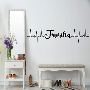 Familia Heartbeat Line Family Decal Spanish Home Decor - VWAQ
