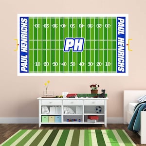 Adhesivo de pared de fútbol personalizado, Adhesivo de pared con nombre de campo de fútbol personalizado, Adhesivo de vinilo deportivo para decoración de habitación de niños, VWAQ HOL16