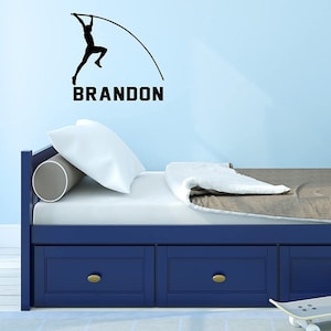 Personalized Track and Field Wall Decal Men Pole Vault Custom Name Boys Sports Room Decor - VWAQ - CS86