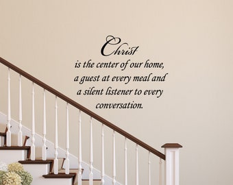 Christ is the center of our home Scripture Wall Decal - Christian Faith Stickers Vinyl Lettering (VWAQ)