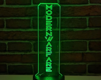 Art Deco Lamp Gamer Tag Custom Night Light - Gaming Decor Desk Lamp - Night Lamp Light up Sign - Personalized Lamp LED Lights (VWAQ ACR2)