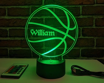 Custom Basketball Night Light Lamp - Personalized LED Basketball Light up Sign - Basketball Player Gift Night Lamp Name Plate (VWAQ ACR11)