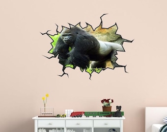 Gorilla Wall Sticker Silverback Gorilla Art Wall Decor Decal - VWAQ WC28