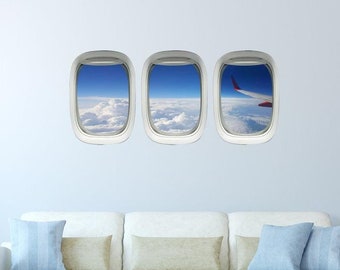 Airplane Window, Plane Window Decal - Aviation Wall Decor, Aircraft Art Windows VWAQ-PPW27