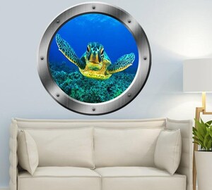 Autocollant Tortue Hublot Lumineux - Déco Murale Adhésive Facile à Poser