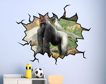 Gorilla Wall Decal Silverback Gorilla Art Decor - VWAQ WC29