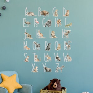 Alphabet Nursery with Animals Vinyl Wall Sticker Kids Room Decor Decal Removable - HOL76 - VWAQ