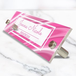Aesthetic Decor, Acrylic Sign Office Door Name Plate for Desk or Wall, Marble Design (VWAQ-WACS32)
