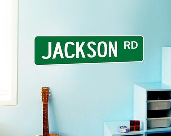Custom Name Decal - Street Sign Wall Decal - Personalized Road Sign Stickers For Kids Room - VWAQ-NS1