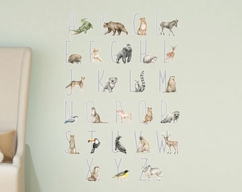 Alphabet with Animals Nursery Vinyl Wall Sticker Kids Room Decor Decal Removable - HOL75 - VWAQ