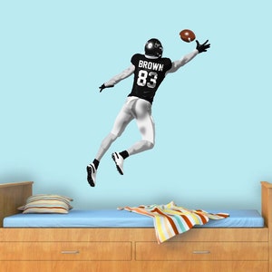 Calcomanía de pared personalizada de jugador de fútbol americano - Decoración deportiva con nombre personalizado - VWAQ - HOL62