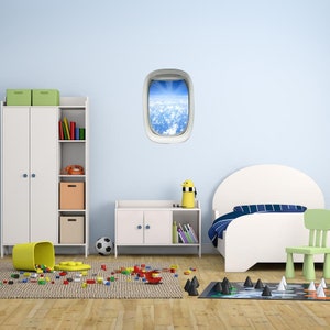 Airplane Window Wall Decal Nimbus Clouds Peel and Stick Wall Decor Flying VWAQ-PW5
