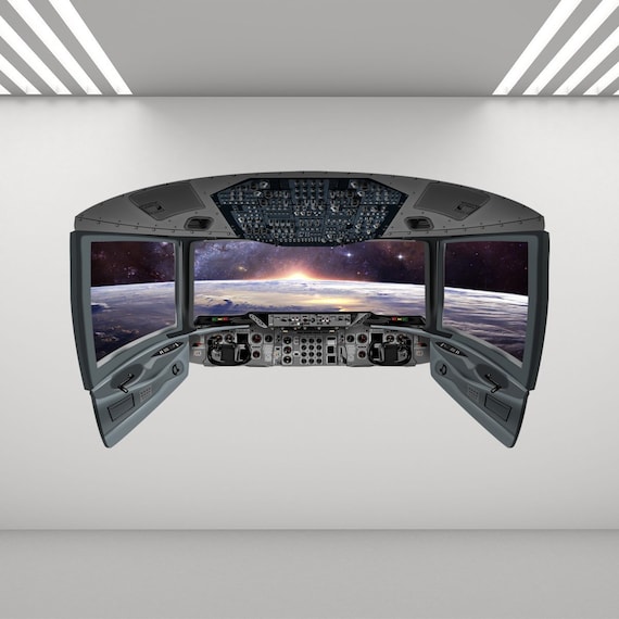 Vwaq Space Shuttle Cockpit Wall Mural Spaceship Window Wall Decals Cp10