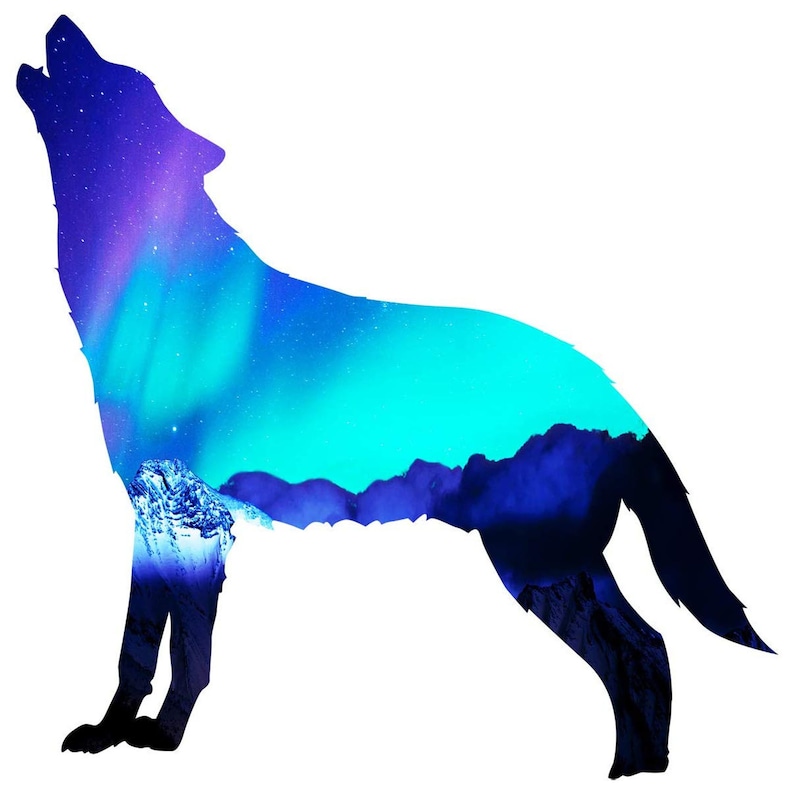 Northern Lights Wall Decal Wolf Wall Sticker Scenery Decor Etsy
