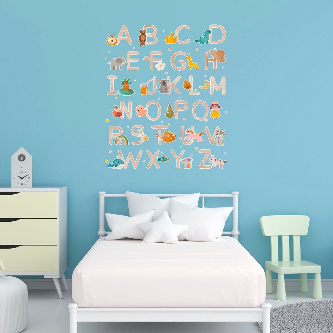 Nursery Alphabet With Animals Vinyl Wall Decal Kids Room Decor Sticker ...