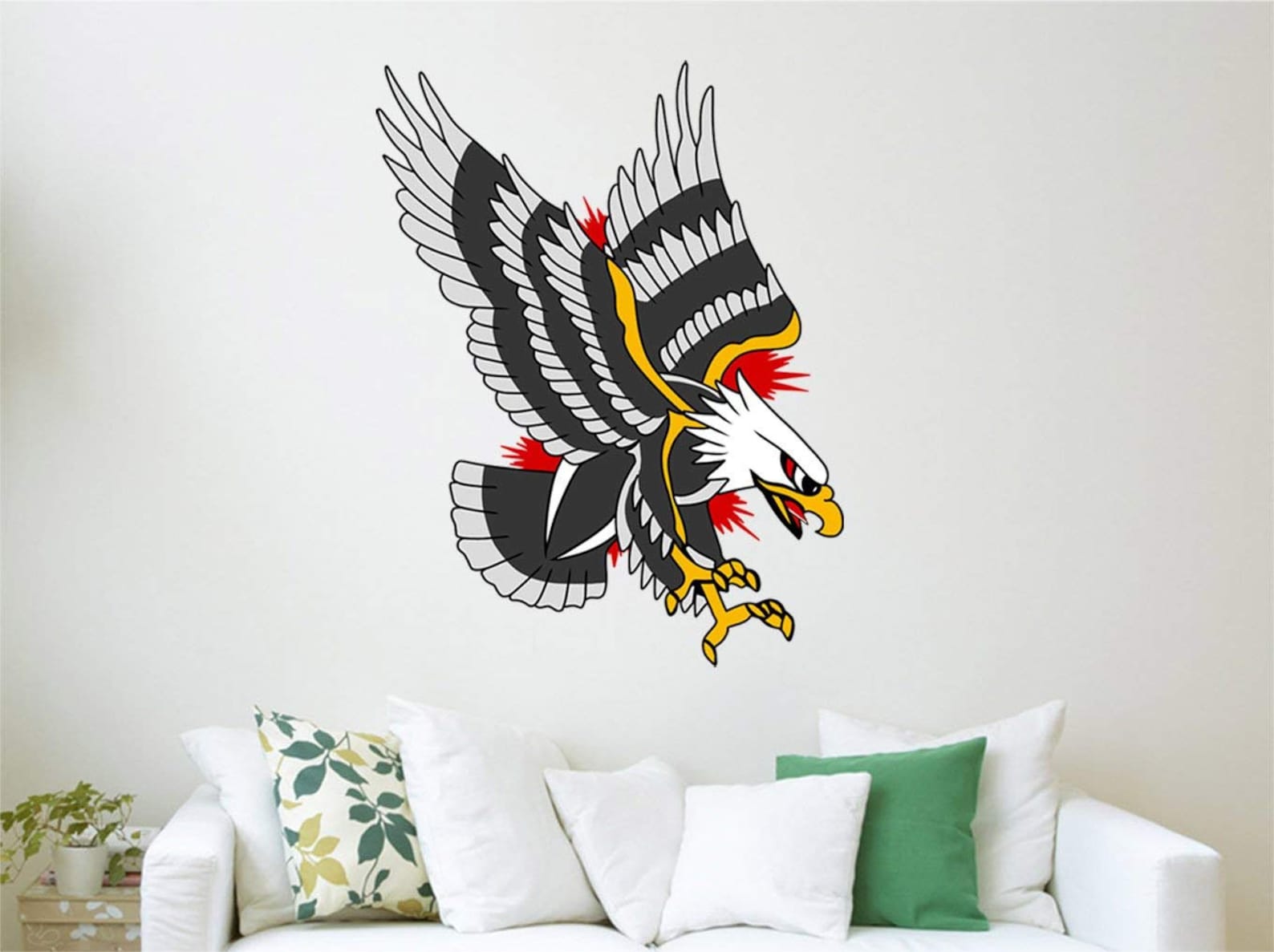 Bald Eagle Eagle Vinyl Wall Decal American Traditional Etsy