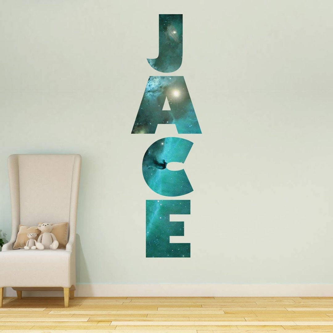 Personalized Galaxy Nursery Wall Decal - Custom Name Space Letters Kids ...