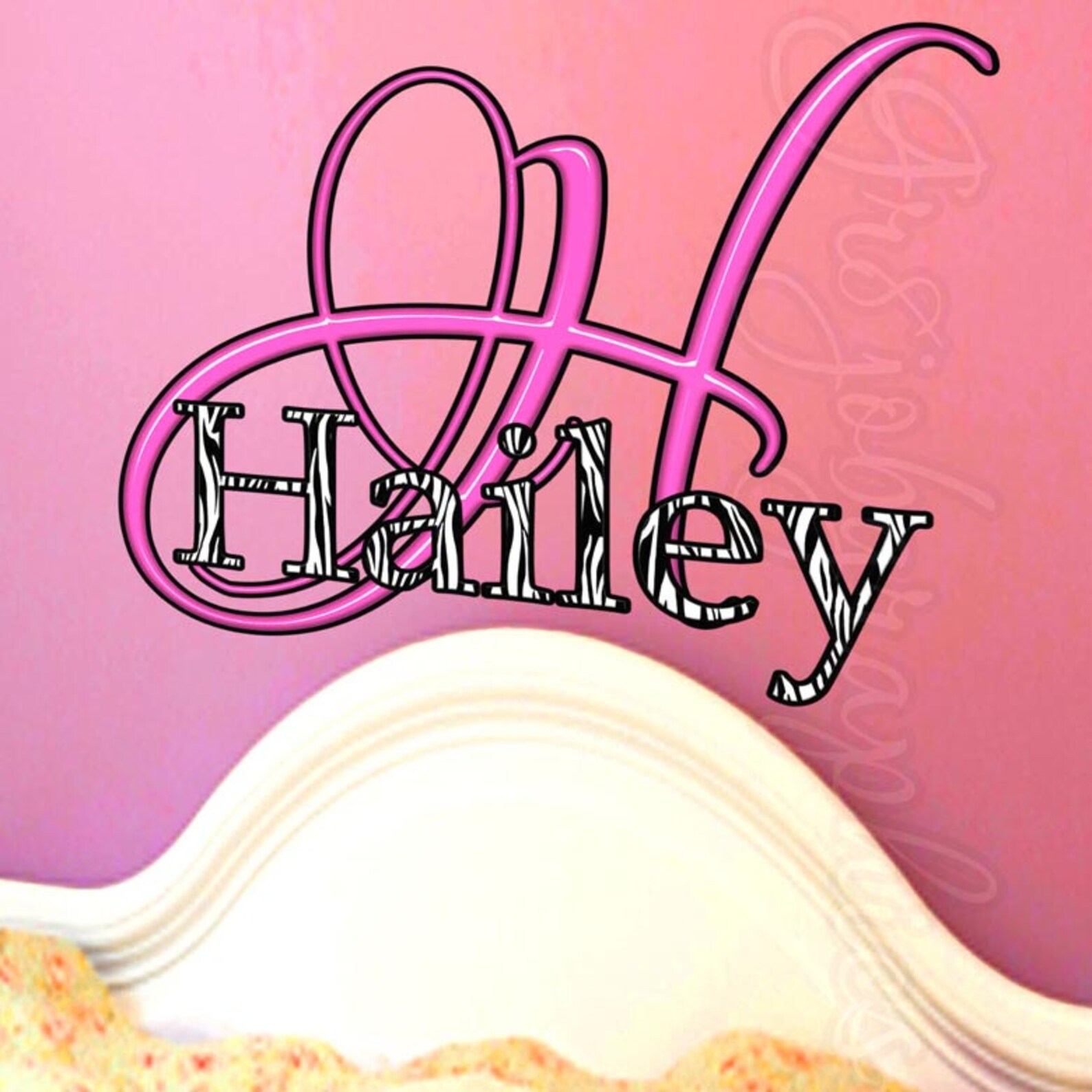 Personalized Zebra Print Name Wall Decal Customized Monogram | Etsy