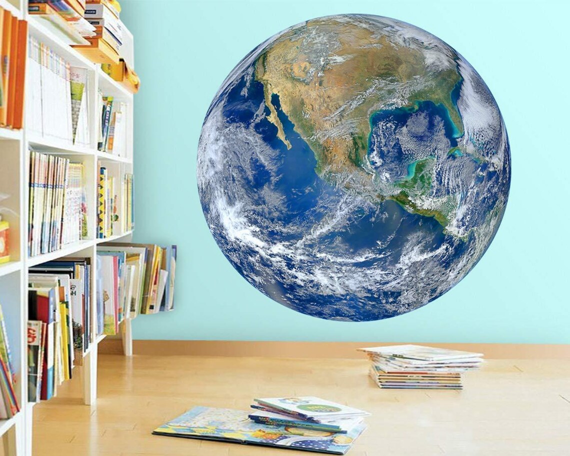 Earth Sticker Globe Wall Decal Planet Earth Room Decor - Etsy