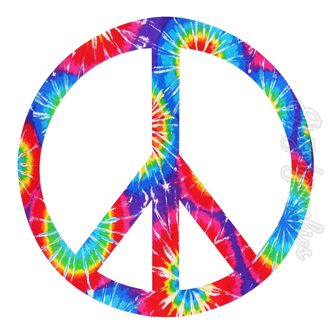 Tie Dye Peace Sign Wall Decal Groovy Retro Hippie Art Home Decor L And Stick Reusable Fabric Vwaq Pc9