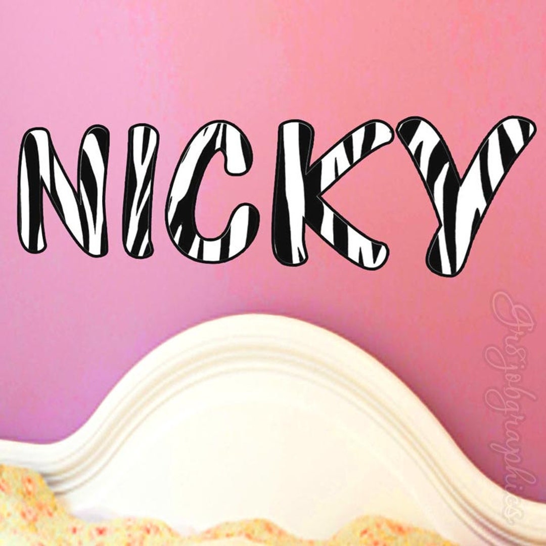 Zebra Print Wall Decor Custom Name Decal Personalized Girls Nursery ...