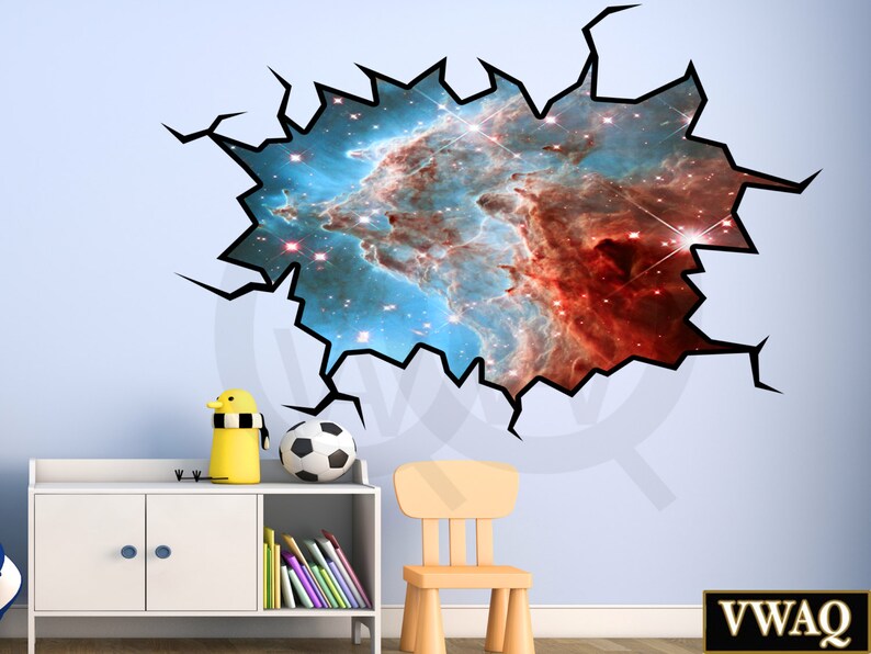3d wall decal outer space decal galaxy 3d wall sticker vinyl | etsy