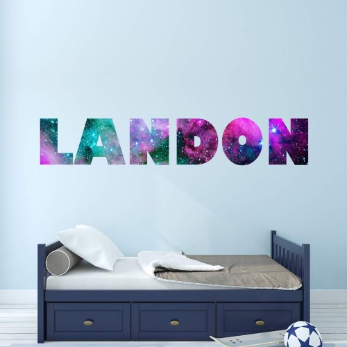 Custom Wall Decals for Kids Rooms Galaxy Name Sticker Space Nebula Art - VWAQ Horizontal-GN26