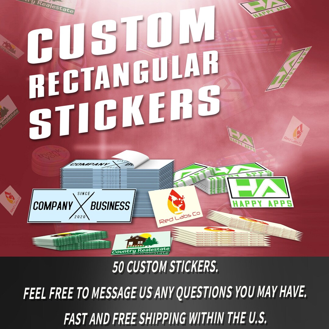 Custom Logo Stickers Rectangular Business Decal Bumper - Etsy