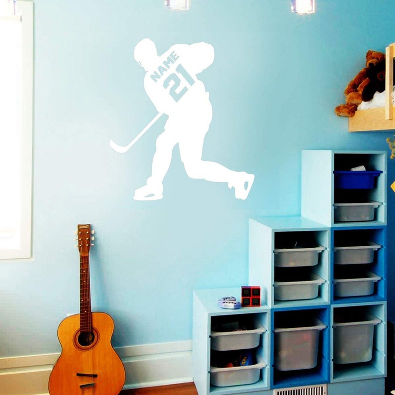 Hockey Player Wall Decal Personalized Custom Name Sports Etsy