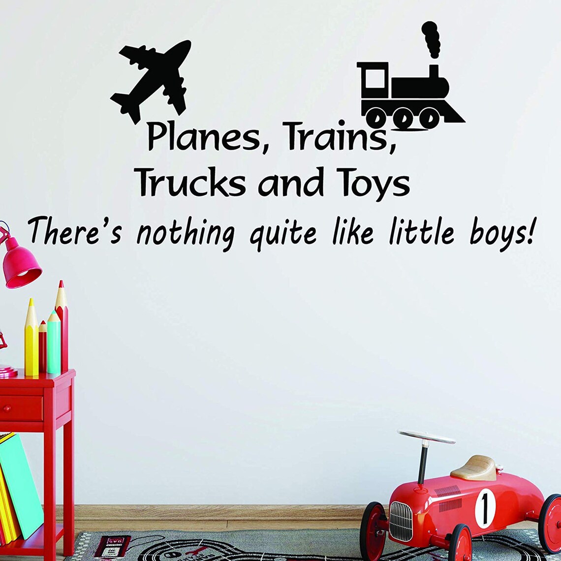 VWAQ Planes Trains Trucks and Toys Boys Room Wall Quotes Etsy