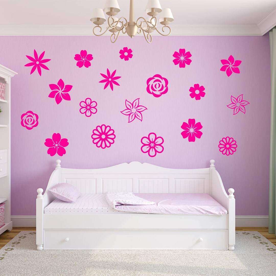 VWAQ Flower Decals for Wall Nursery Stickers Decor - Girls Bedroom ...