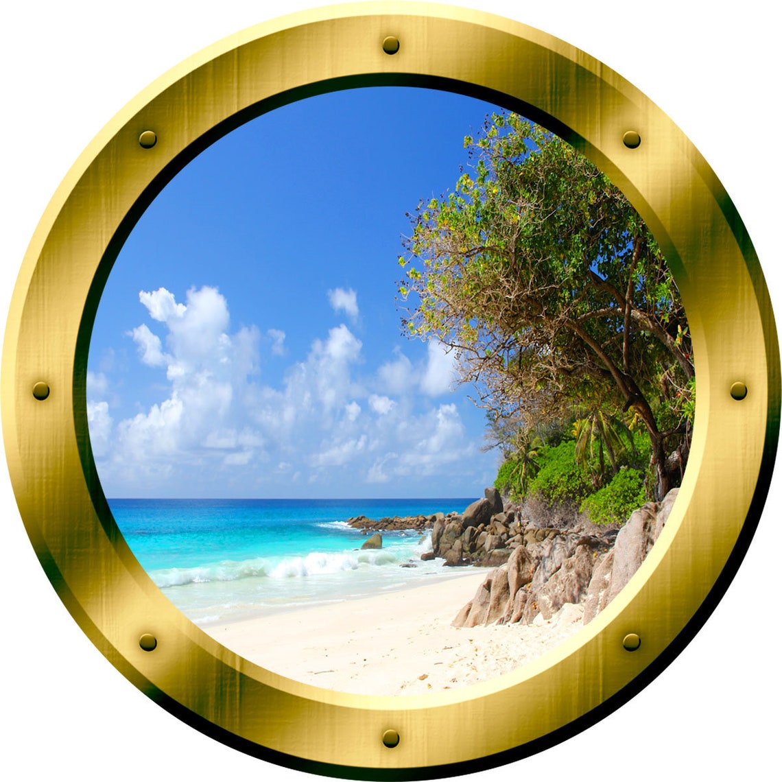 Tropical Island Wall Decal Beach Scene Wall Sticker Porthole Etsy