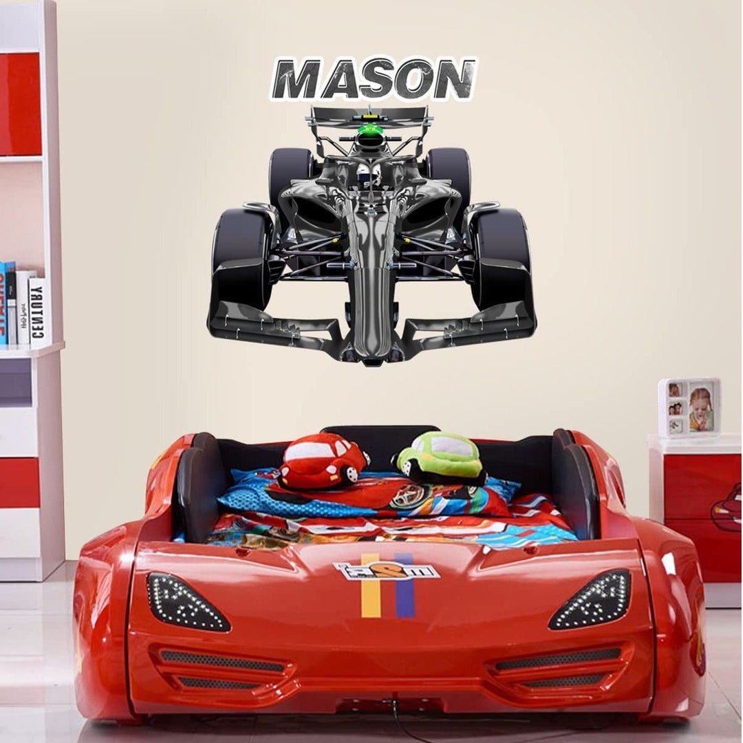 Custom Race Car Wall Decal Personalized Name Kids Racing Sticker VWAQ ...