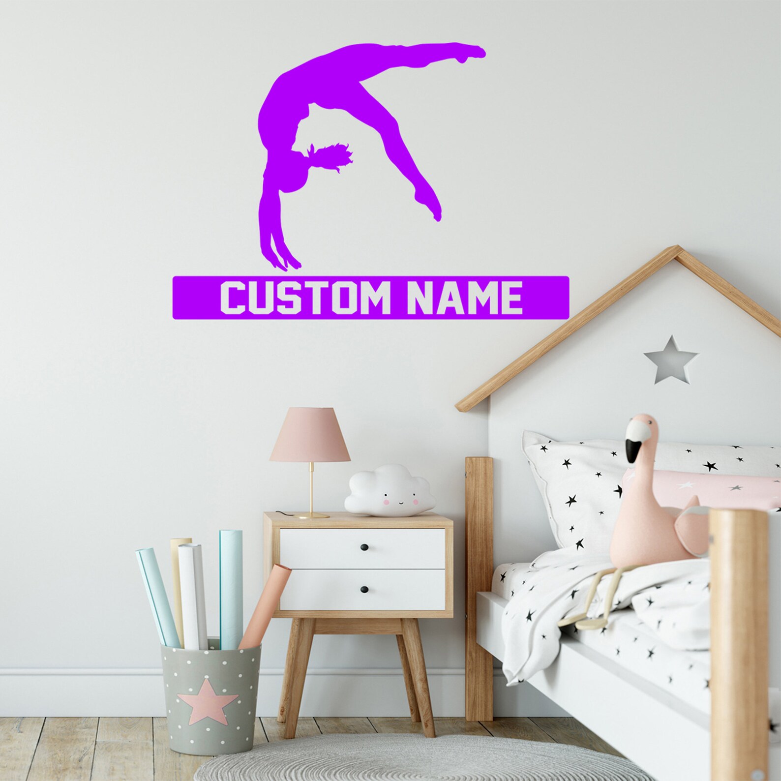 Custom Gymnastics Name Wall Decals Girls Bedroom Gymnast Room Etsy
