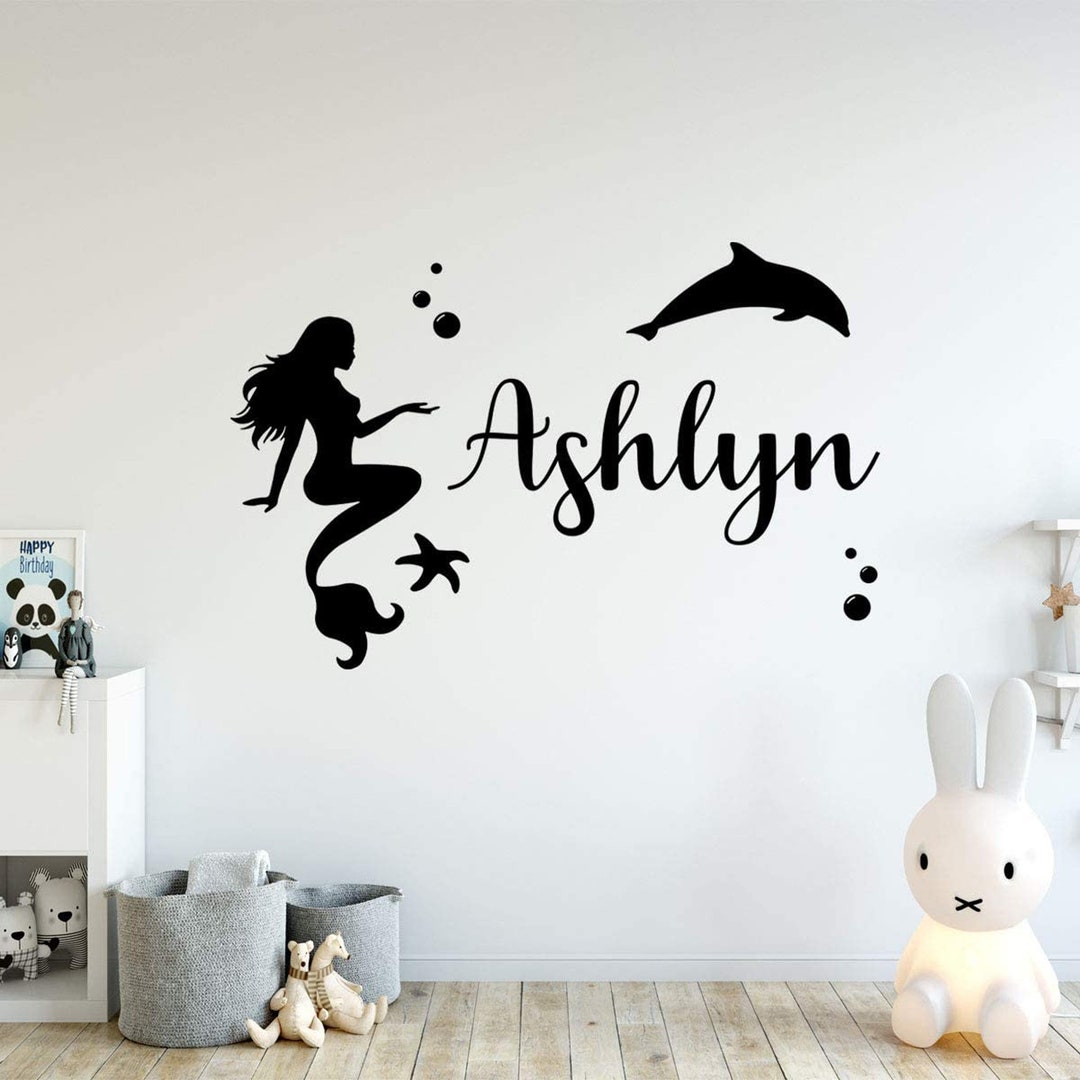 Girly Wall Art Playroom Ocean Wall Decal - Personalized Mermaid Sticker ...