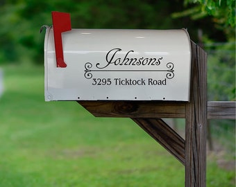 Mailbox Numbers Street Address Vinyl Decal Set of 2 - Insert Family Name & Address Personalized Mailbox Stickers VWAQ CMB35