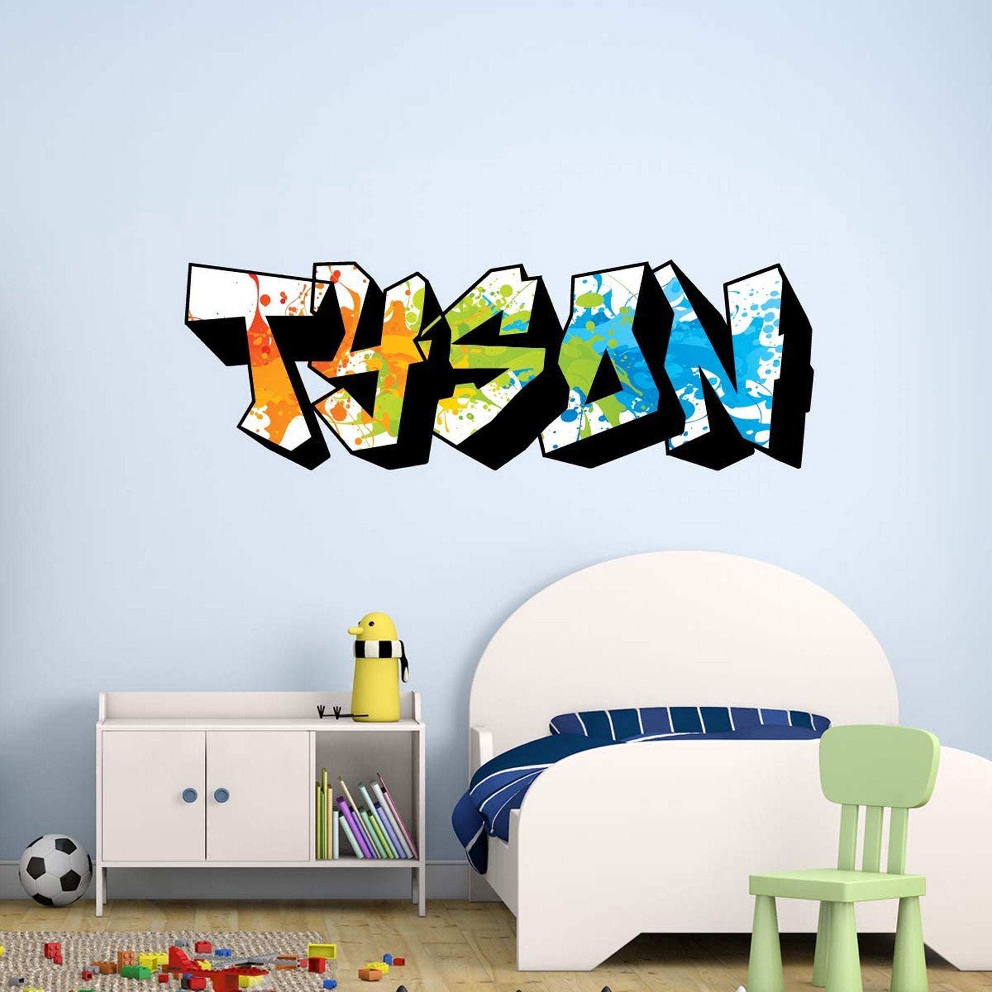 Personalised Name With Stars Wall Art Custom Boys Bedroom Vinyl Kids Sticker