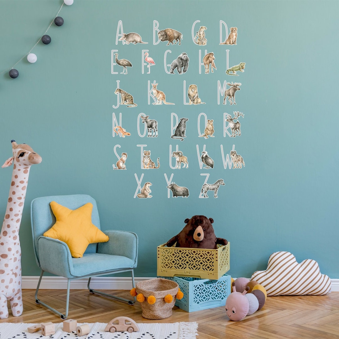 Alphabet Nursery With Animals Vinyl Wall Sticker Kids Room Decor Decal ...