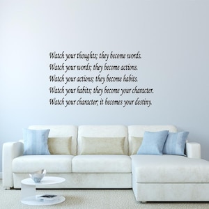 Watch Your Thoughts Inspirational Quote Family Wall Decal Saying Room Decor