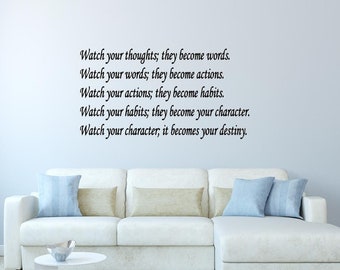 Watch Your Thoughts Inspirational Quote Family Wall Decal Saying Room Decor