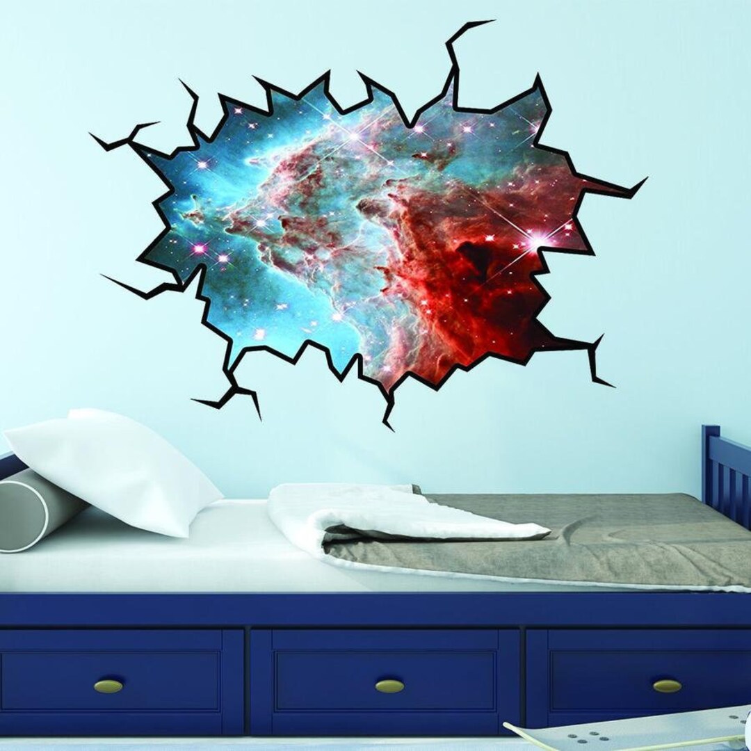 3D Wall Decal Outer Space Decal Galaxy 3D Wall Sticker Vinyl Peel and