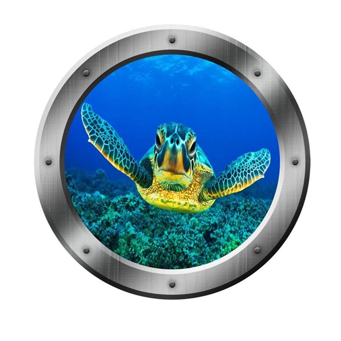 Sea Turtle Porthole Wall Decal Ocean View 3D Window Sticker | Etsy