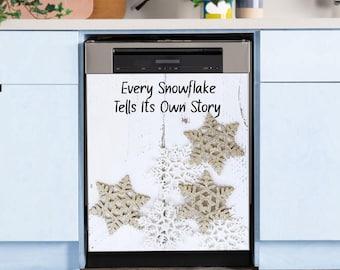 Inspirational Winter Snowflake Dishwasher Magnet Cover - Decorative Refrigerator Magnet Appliances Kitchen Decor - VWAQ DWM3