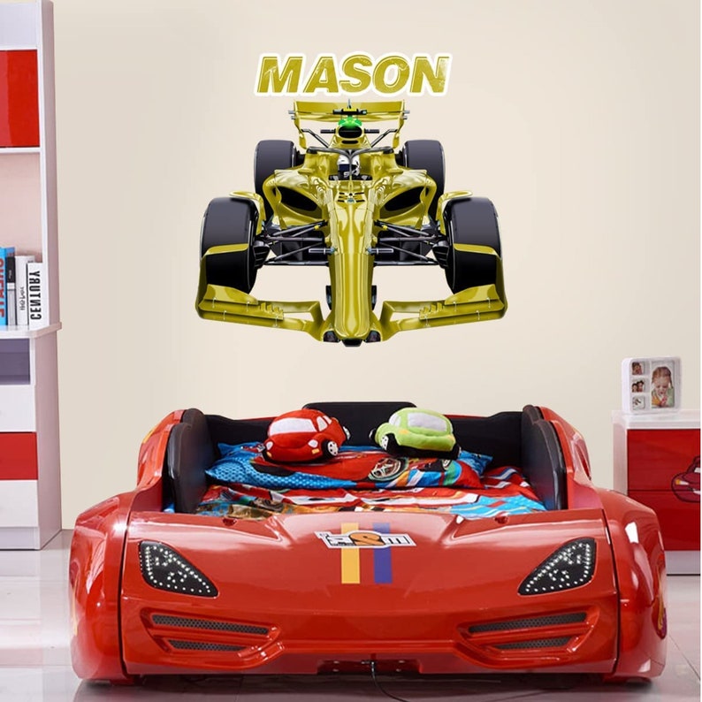 Custom Race Car Wall Decal Personalized Name Kids Racing Sticker VWAQ ...