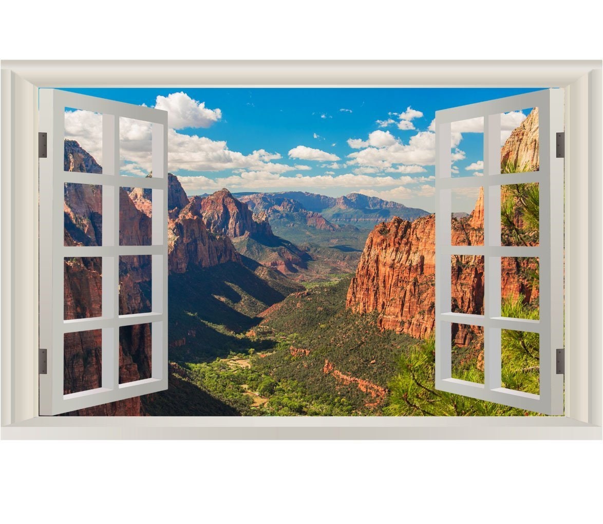 VWAQ Landscape Peel and Stick 3D Wall Mural - Zion National Park Vinyl ...